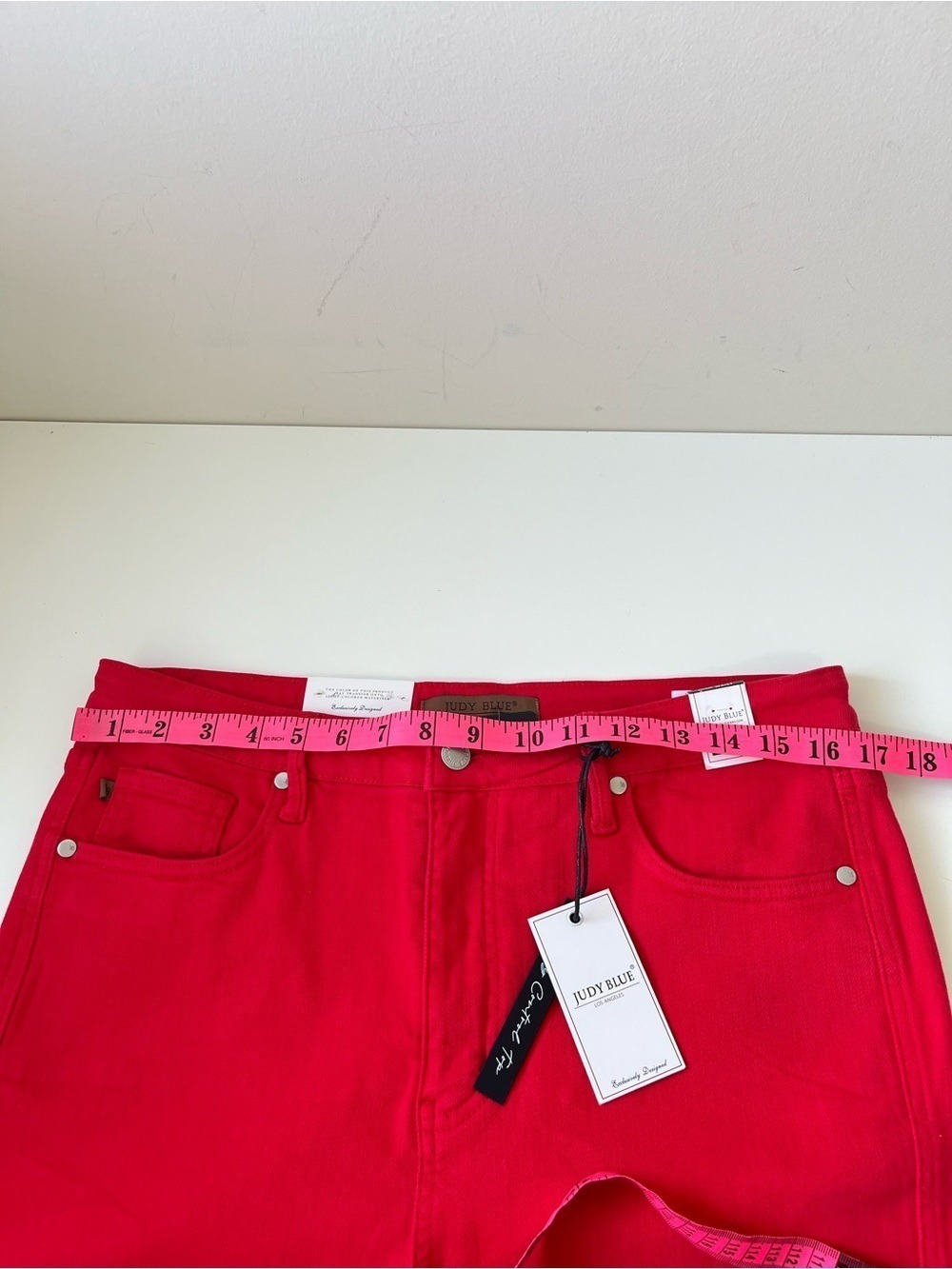 JUDY BLUE "FIRE ENGINE" RED TUMMY CONTROL SKINNY JEANS size 15/32 - Picture 9 of 11